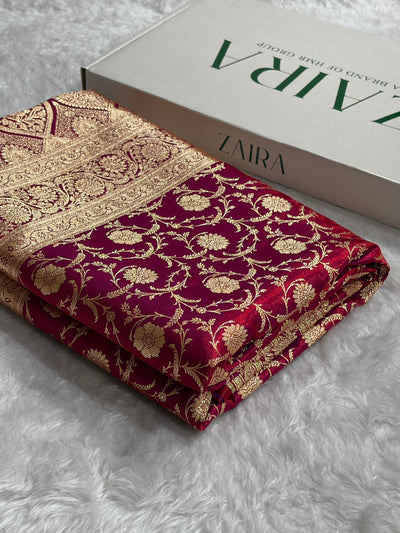 Ultra Light Weight Satin Silk Jaal in Magentic Red Red Shades SS13