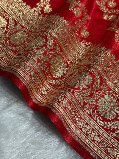 Red Shades Banarasi Satin Silk Saree SS32