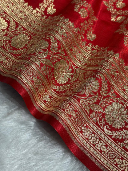 Red Shades Banarasi Satin Silk Saree SS32