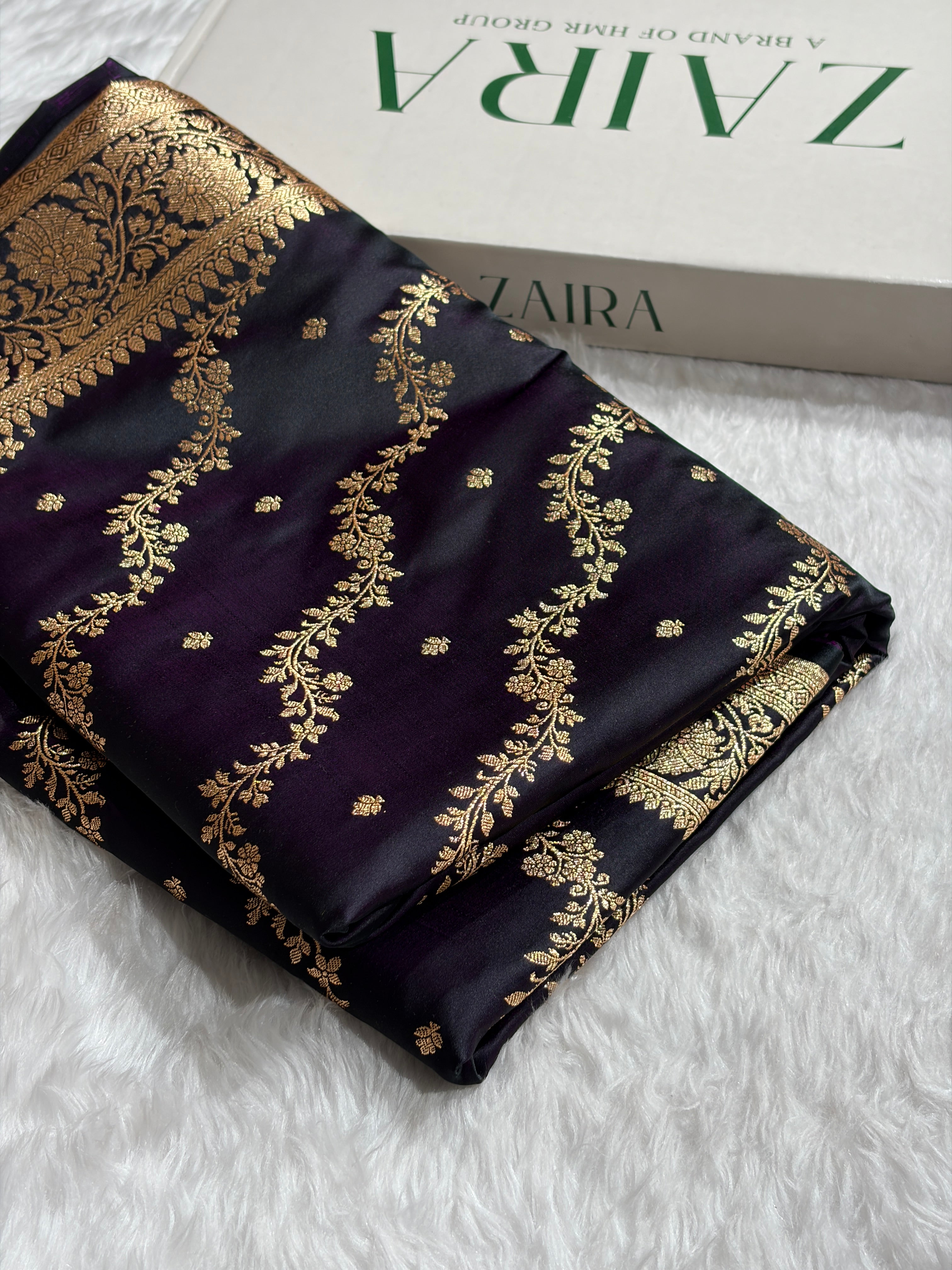 Banarasi Satin Katan Saree With Boota in Dark Wine Shades SK108