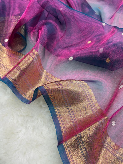 Purple Shades Boota Pure Tissue Silk Saree PT-21