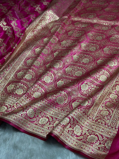 Pink Shades Banarasi Satin Silk Saree SS32