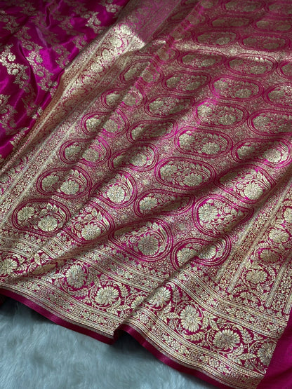 Pink Shades Banarasi Satin Silk Saree SS32