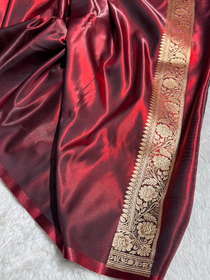 Satin Silk Booti in Maroon SS20