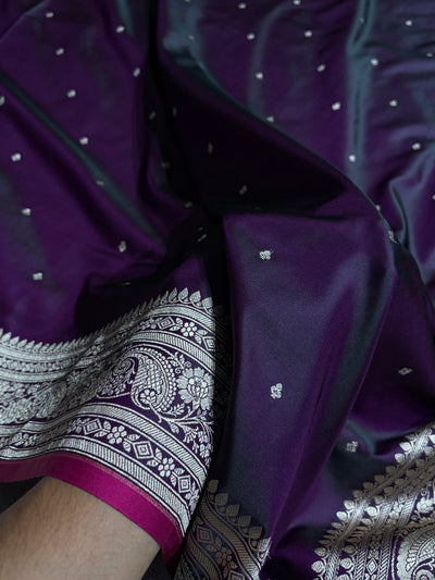 Cross Wine Shade With Booti Pattern Mashru Silk Saree