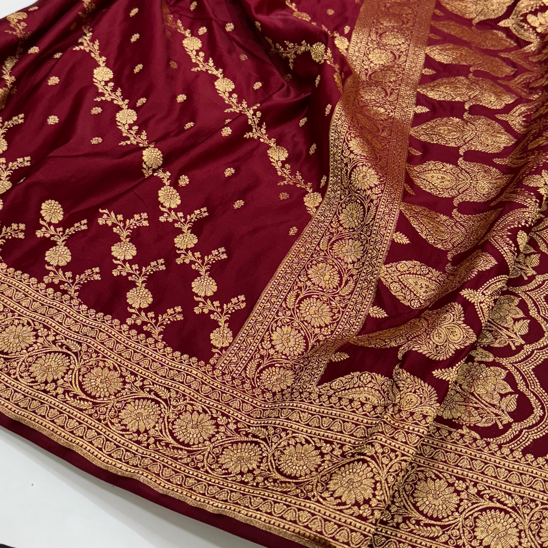 Mahroon Banarasi Traditional Soft Katan Silk Saree