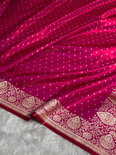 Satin Silk Saree Floral Boota in Cross Red Shades SS28