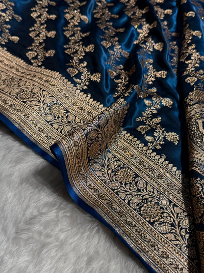 Banarasi German Blue Satin Cross with Swarovski Stone BSS11