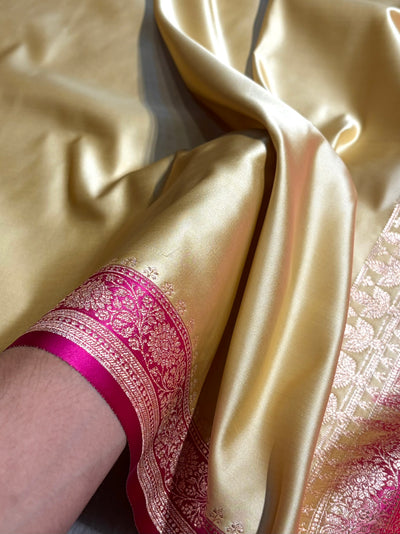 Banarasi Satin Katan Saree in Contrast Tusser / Rani Shades SK131