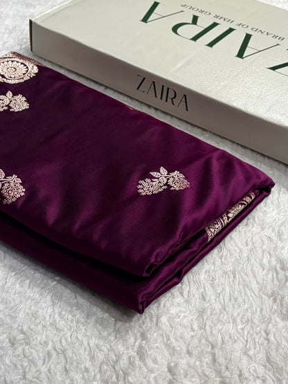 Wine Shades Banarasi Boota Pattern Floral Mashru Silk Saree MSM-110