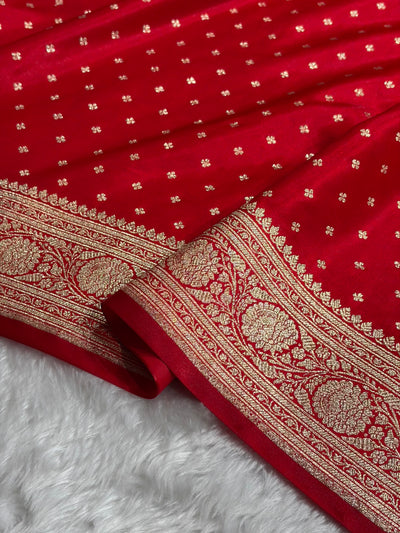 Banarasi Red Shades Booti Pattern Banarasi Satin Silk Saree SS53