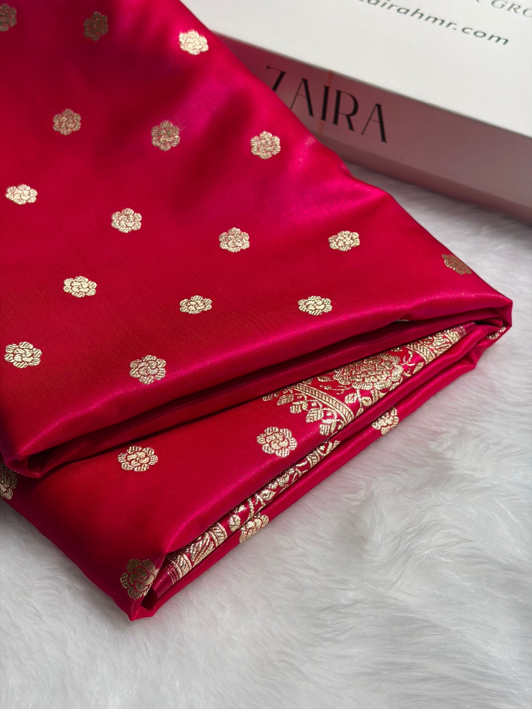 Banarasi Rani Shades Booti Pattern Banarasi Satin Silk Saree SS63 (