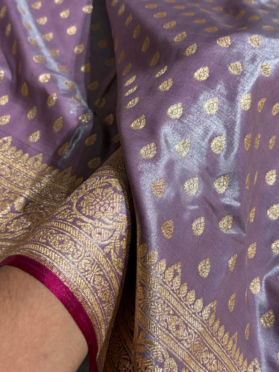 Banarasi Grape Shades Booti satin Silk Saree SS01