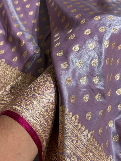 Banarasi Grape Shades Booti satin Silk Saree SS01
