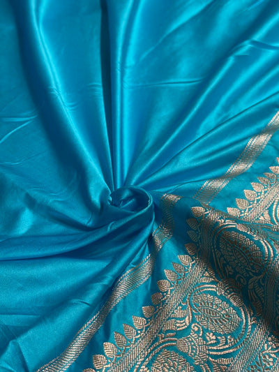 Light Firozi Shades Jaal Mashru Silk Saree MCS42