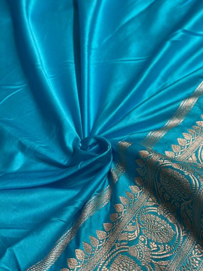 Light Firozi Shades Jaal Mashru Silk Saree MS42