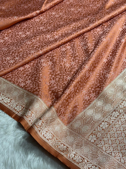 Peach Shades Tanchoi Motif Mashru Silk Saree MST-15
