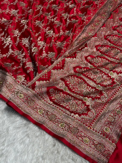 Red Mashru Silk with Ari and swarovski work BMCS28