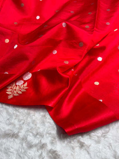 Red Shade Handwoven Kaduwa Pure Katan Raw Silk RM-05