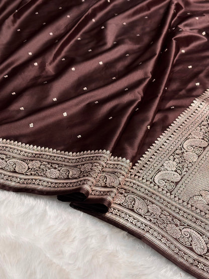 Dark Garnet Shades Booti Mashru Silk Saree MS64