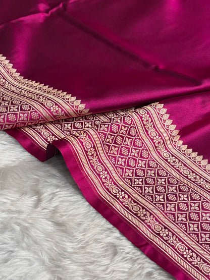 Banarasi Plain Wine Shades With Minakari Pallu Mashru Silk Saree MS82