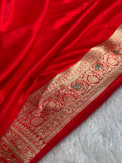 Banarasi Bridal Red Jaal with Swarovski Stone BSS13 (E)