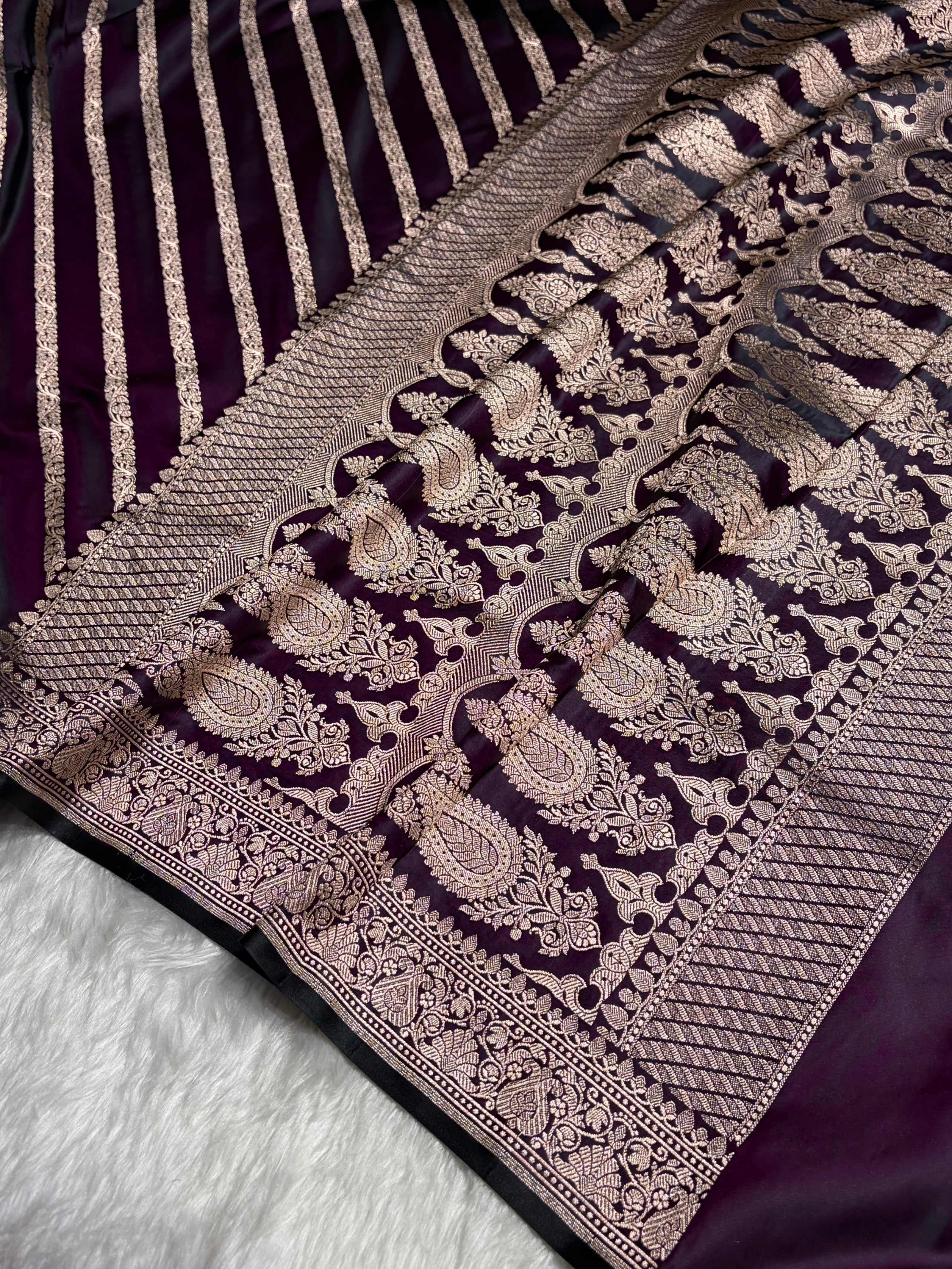 Cross Wine With Floral Border Mashru Silk Saree MSM-98