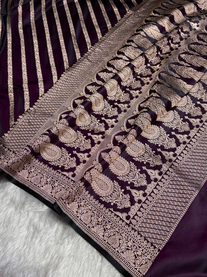 Cross Wine With Floral Border Mashru Silk Saree MSM-98