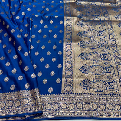 Boota Katan Silk Saree In Blue Shades SK02