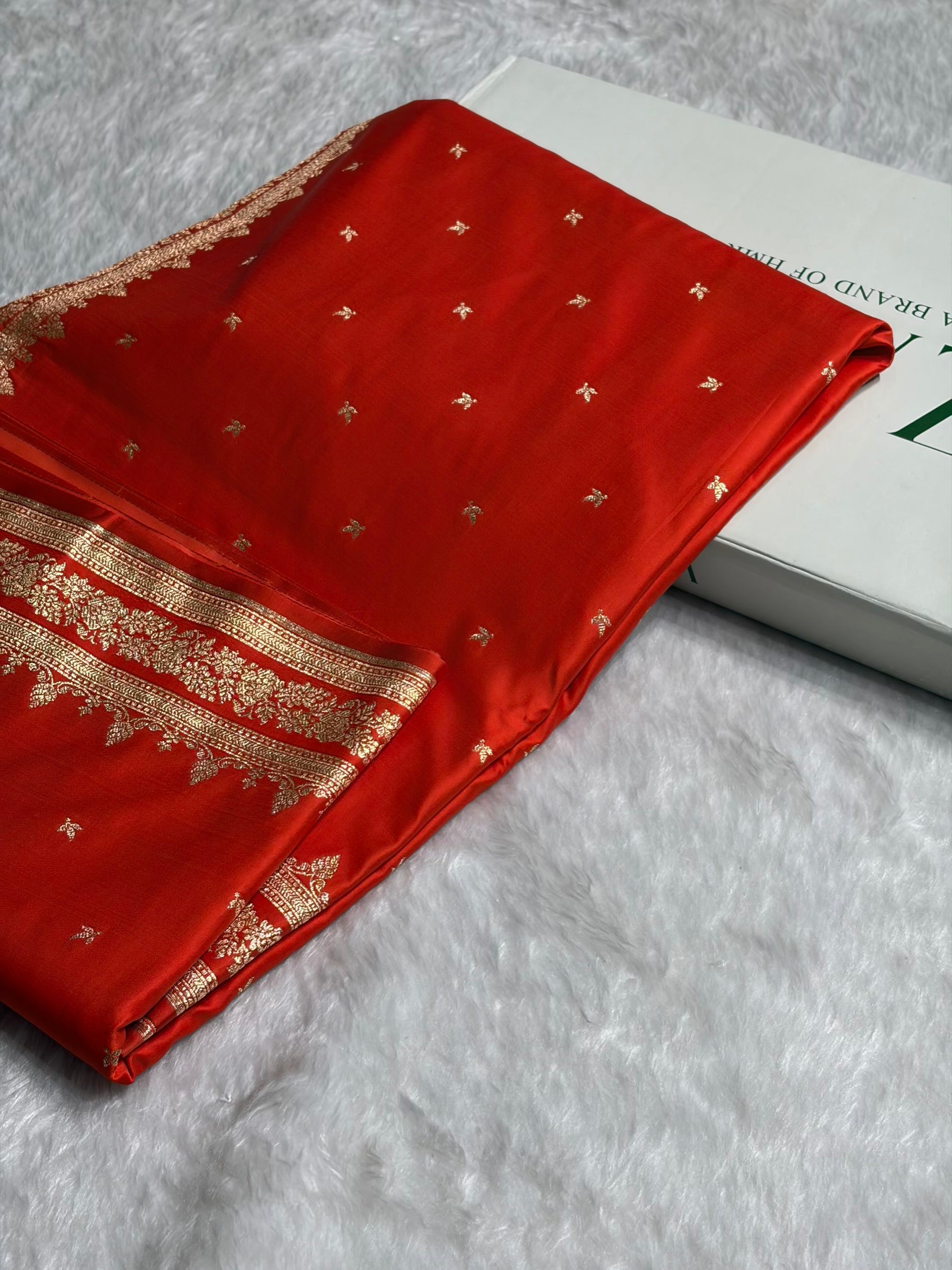 Orange Shades Banarasi Booti Katan Silk Saree SKM17