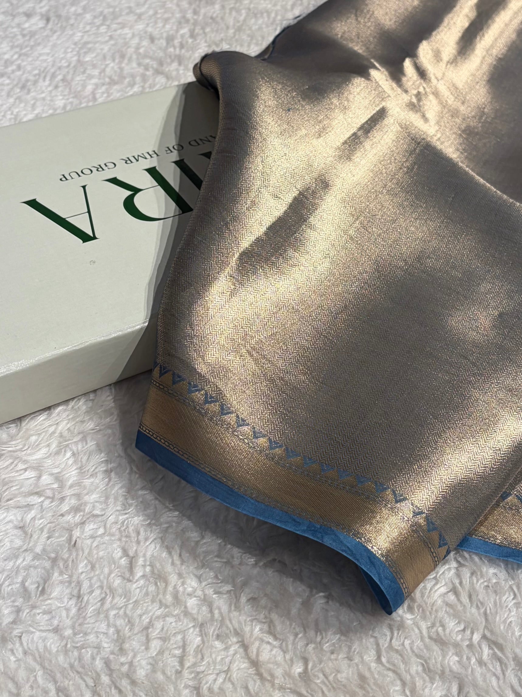 Ombre Firozi With Lavender Pure Organza  Banarasi Silk Saree PO-01