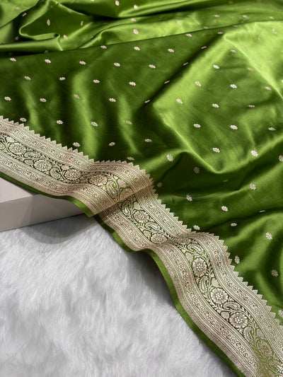 Banarasi Mehendi Shade Booti Mashru Silk Saree MCS