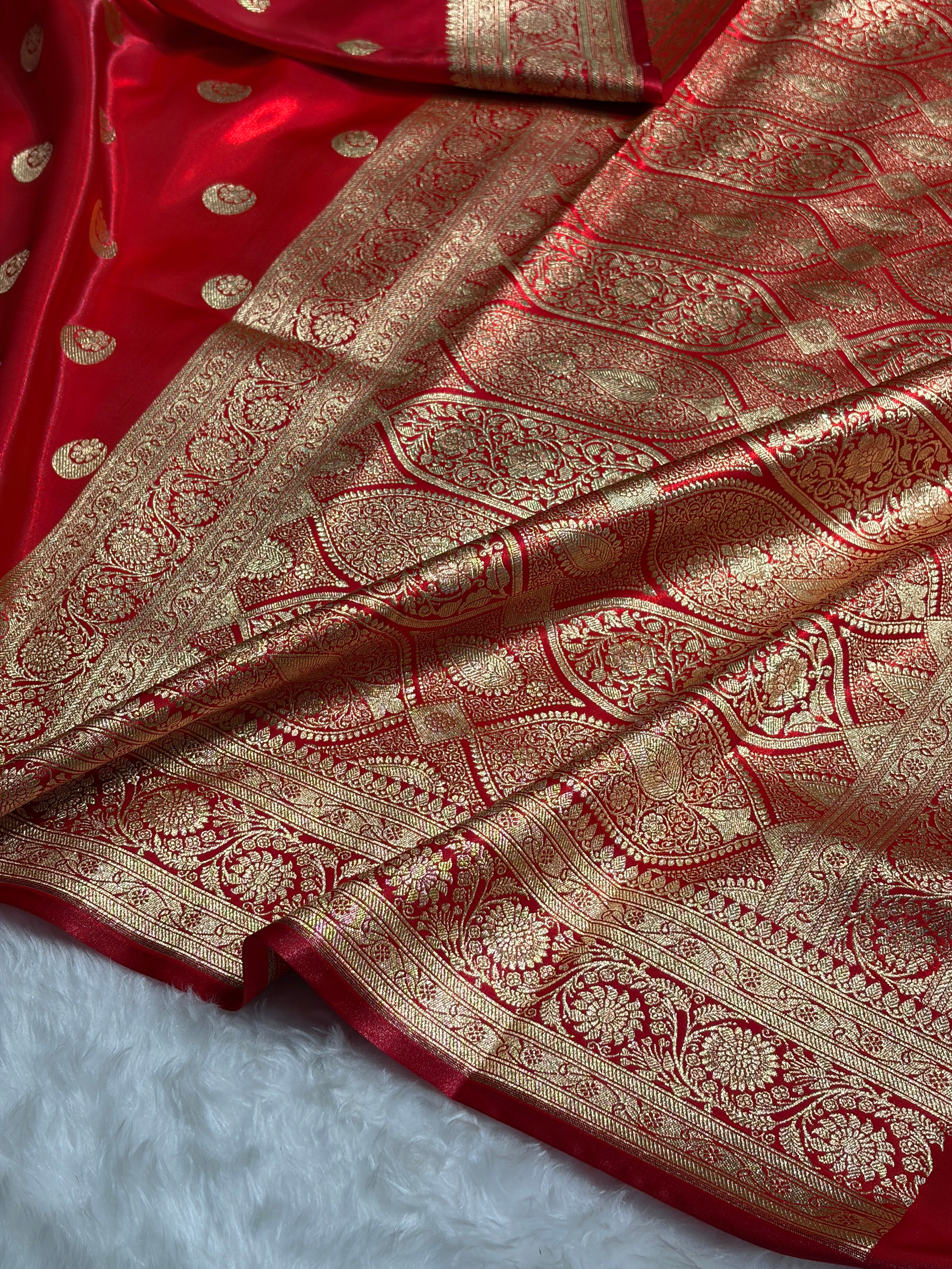 Red Chand Tara Satin Silk Saree SS04