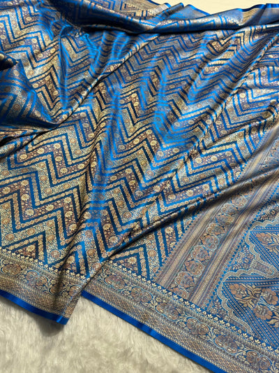 Firozi Jamawar Tanchoi With Minakari Jaal Katan Silk Saree SKTM-26