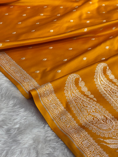 Premium Banarasi Satin Katan Saree in mustard Shades SK90