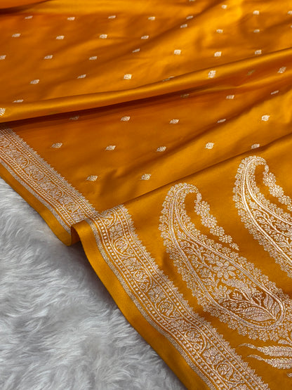 Premium Banarasi Satin Katan Saree in mustard Shades SK90