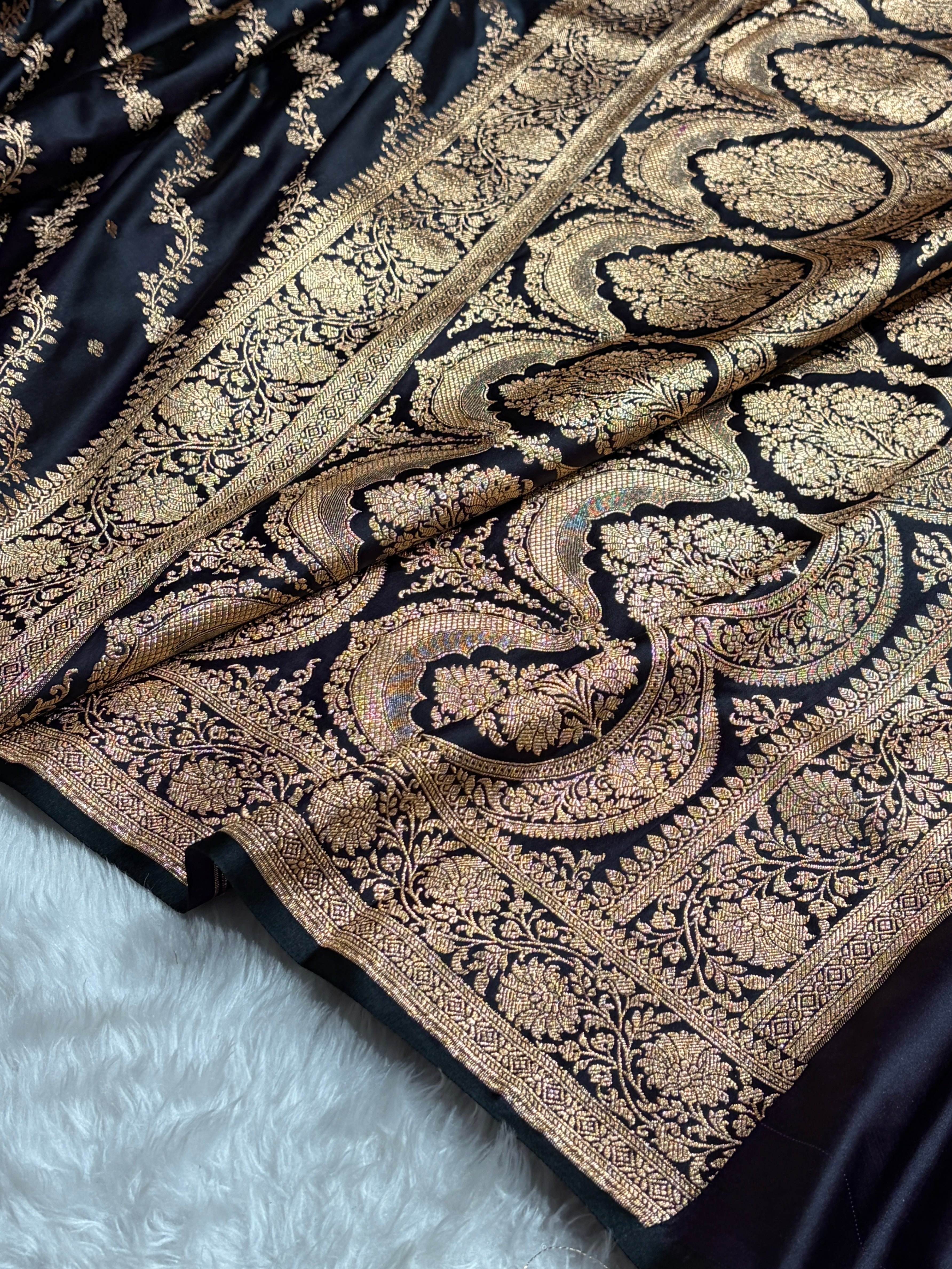 Banarasi Satin Katan Saree With Boota in Dark Wine Shades SK108