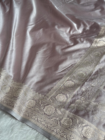 Rose Gold Pink Shades Plain Mashru Silk Saree