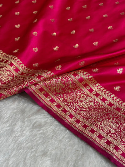 Cross Rani Floral Pattern Satin Katan Silk Saree SK78