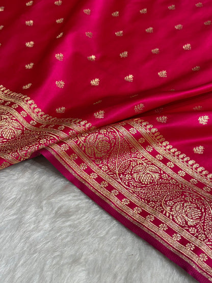 Cross Rani Floral Pattern Satin Katan Silk Saree SK78