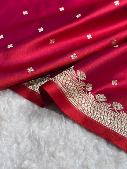 Magentic Red Shades Banarasi Boota Pattern Floral Mashru Silk Saree MSM-119