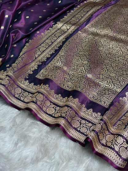 Purple Shades Booti Pattern Satin Katan Silk Saree SK51