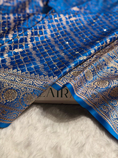 Firozy Banarasi Brocade With Swarovski Work Soft Katan Silk Saree - BSK44