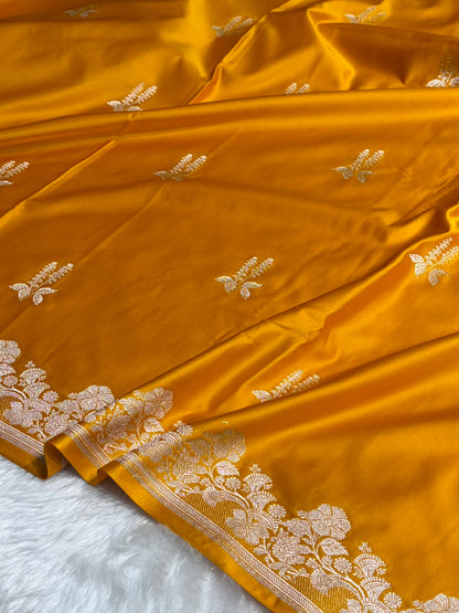 Mustard Floral Boota Mashru Silk Saree MSM-43