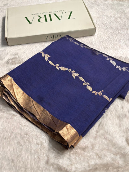 Royal Blue Shades Handwoven Pure Raw Mango Silk RM-39
