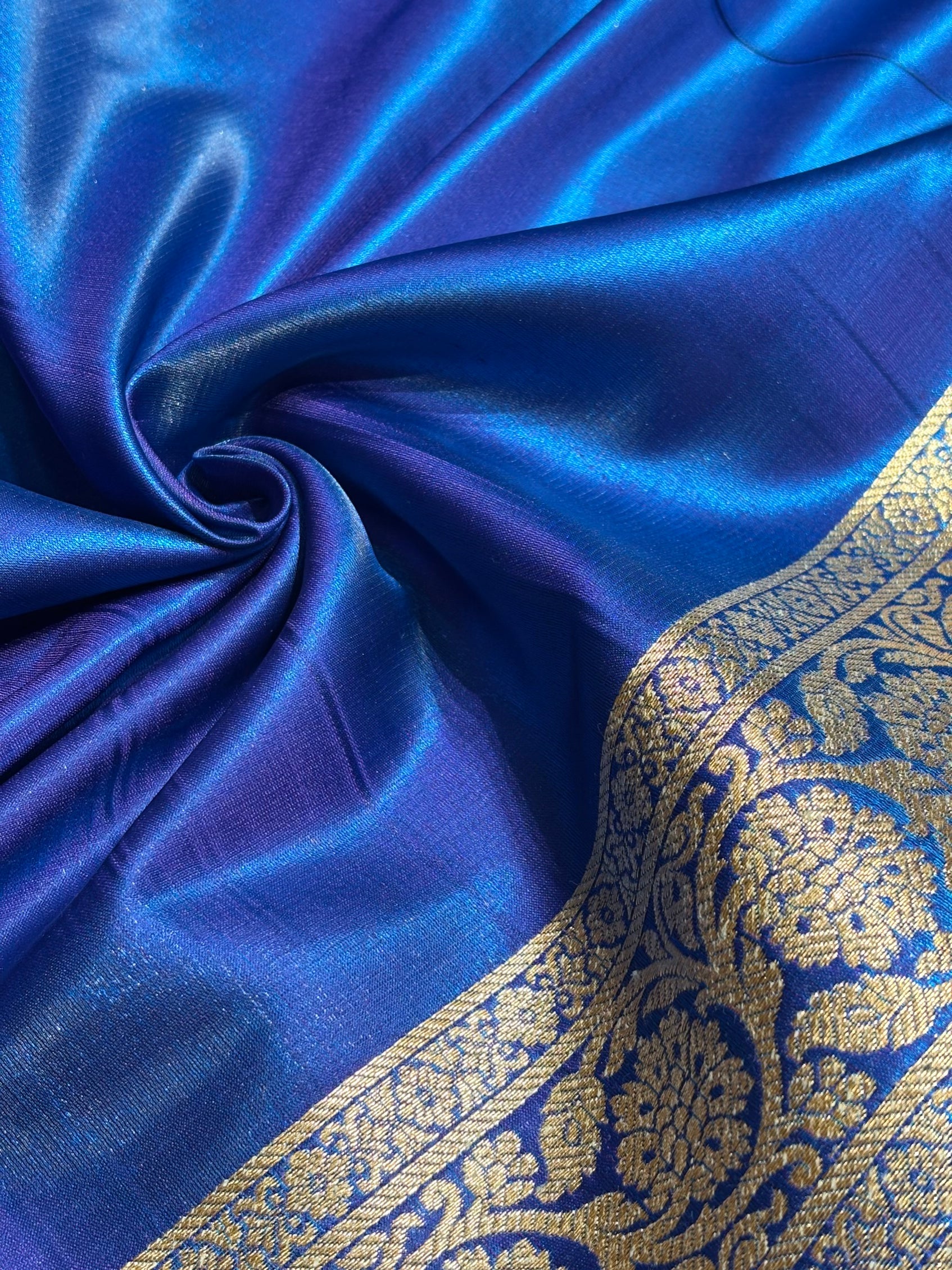 Satin Silk Jaal in Royal Blue Shades SS21