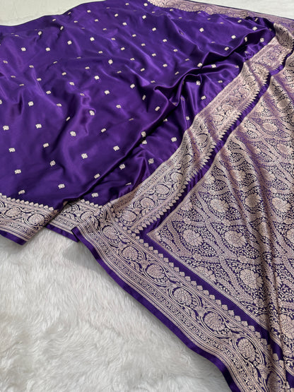 Banarasi Purple Booti Mashru Silk Saree