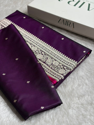 Cross Wine Shade With Booti Pattern Mashru Silk Saree