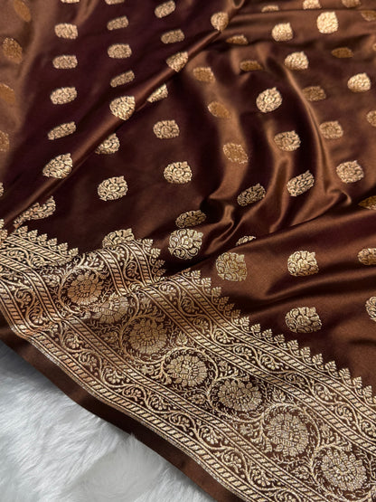 Boota Katan Silk Saree In Coffee Shades SK02
