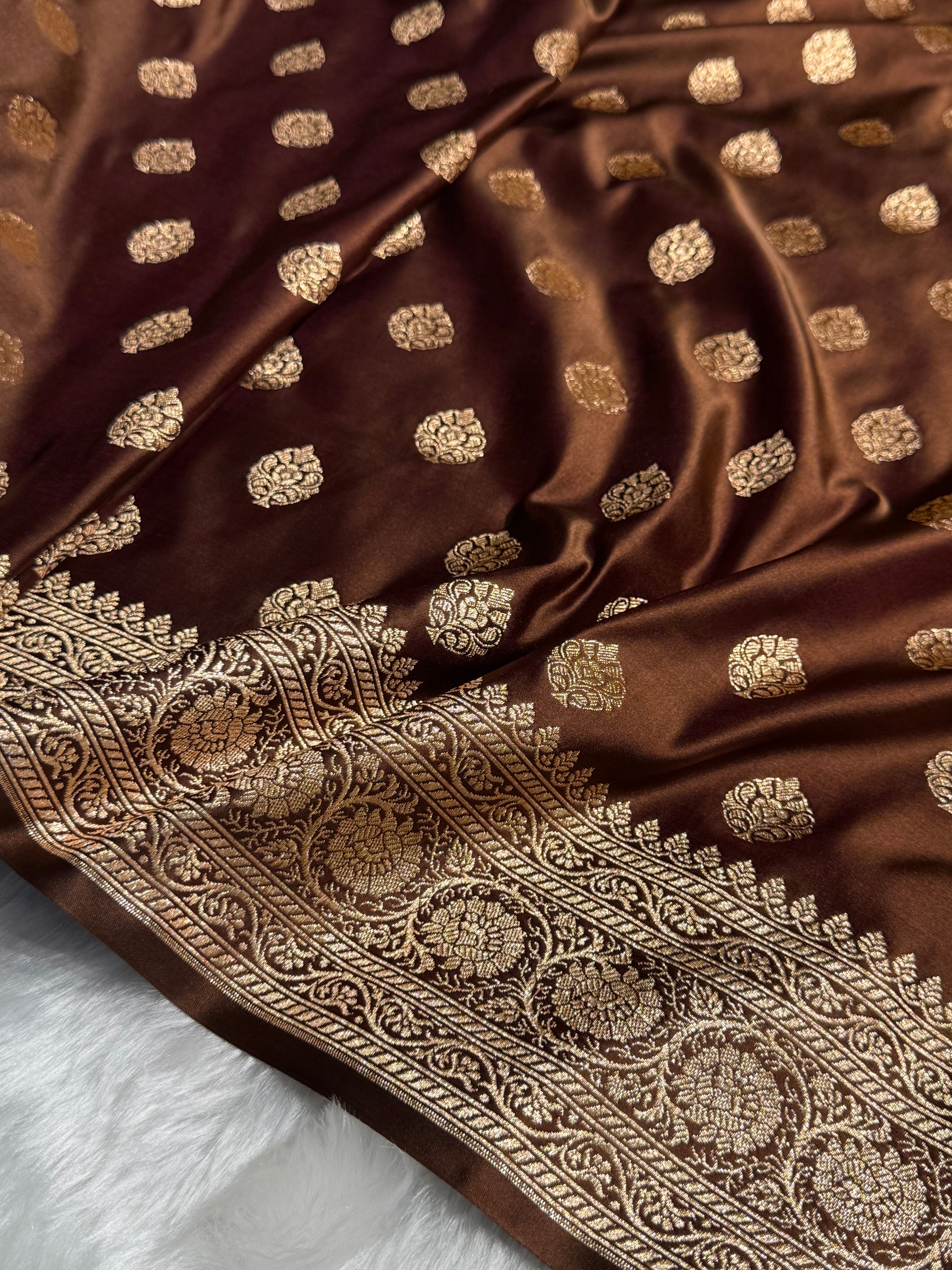 Boota Katan Silk Saree In Coffee Shades SK02
